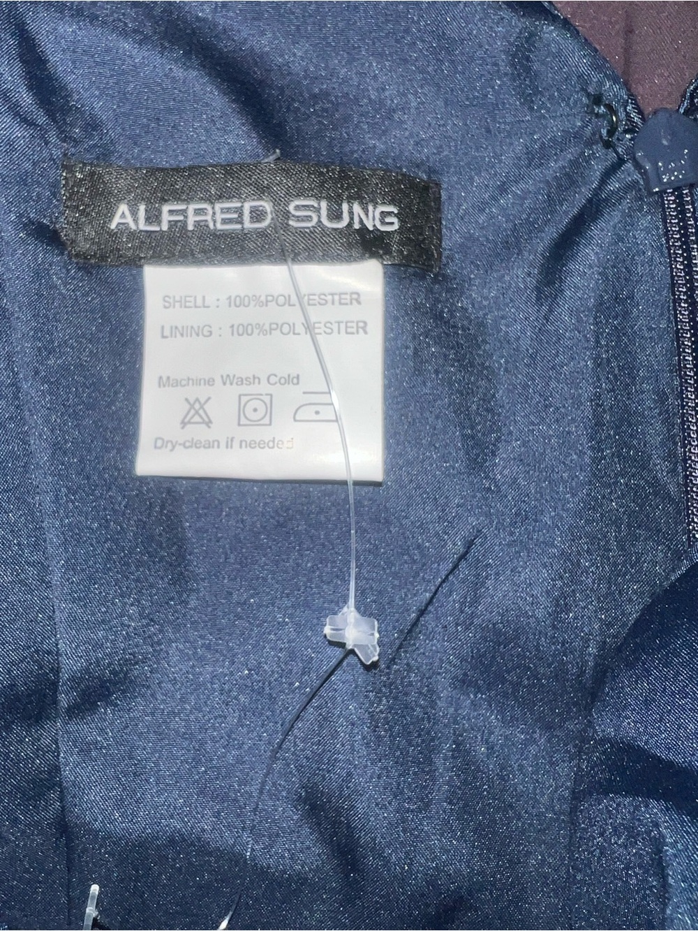 ALFRED SUNG Navy Cap-Sleeve Maxi Gown w pleated skirt and pockets 10R NWT - Picture 5 of 7